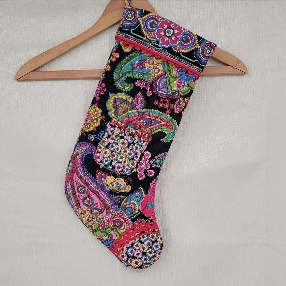 Vera Bradley Quilted Floral Paisley Christmas Stocking EUC